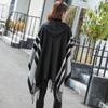 Women's Hooded Cape Shawl: Warm Autumn/Winter Tassel Slit, Two-way Imitation Cashmere Scarf