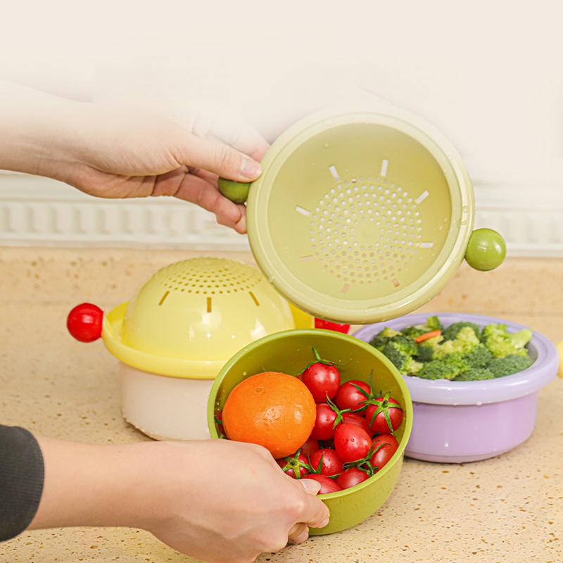 1 ks/3 ks koš na odkapávání jídla dvouvrstvý koš na mytí ovoce a zeleniny domácí kuchyň odkapávač pomůcky příslušenství