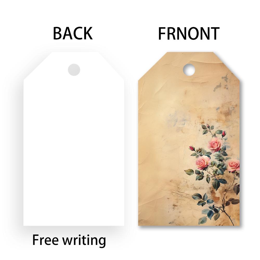 40pcs blank floral tags for gifts, weddings, bridal showers, birthdays, message cards, greeting cards, with jute twine included.