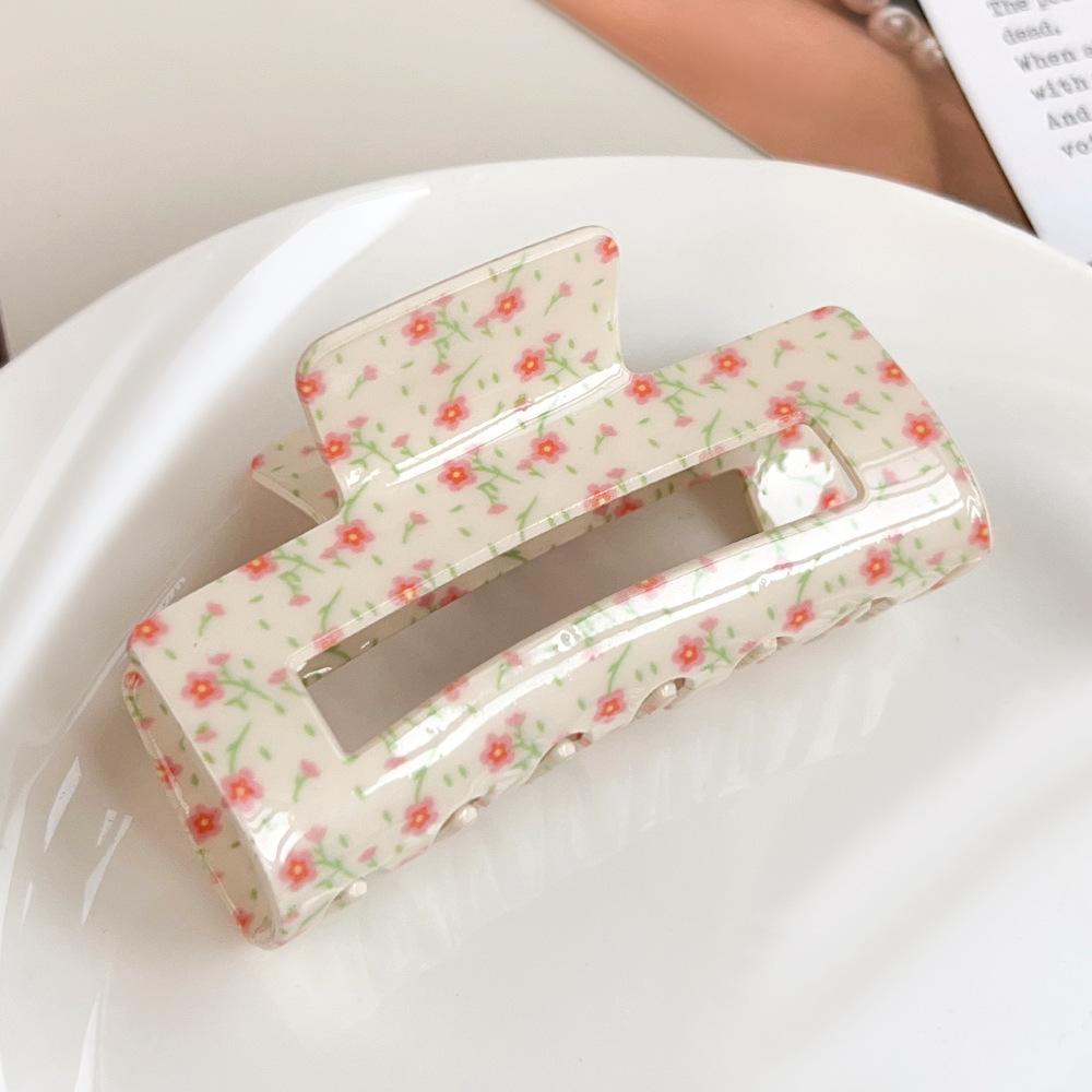 

1 шт. Винтажные романтичные цветочные квадратные заколки для волос - Нескользящий зажим для густых волос, Весенние цветочные аксессуары для волос для женщин