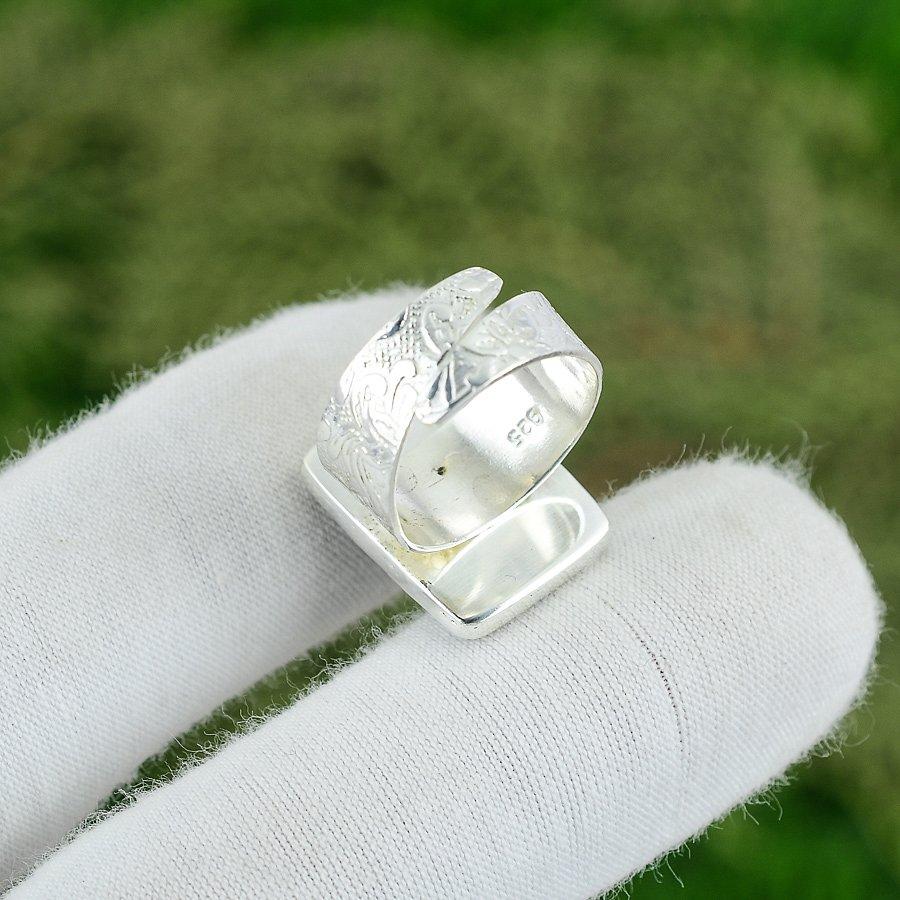 Gift For Her Natural Amethyst Rough Multi Stone Adjustable Ring 925 Silver