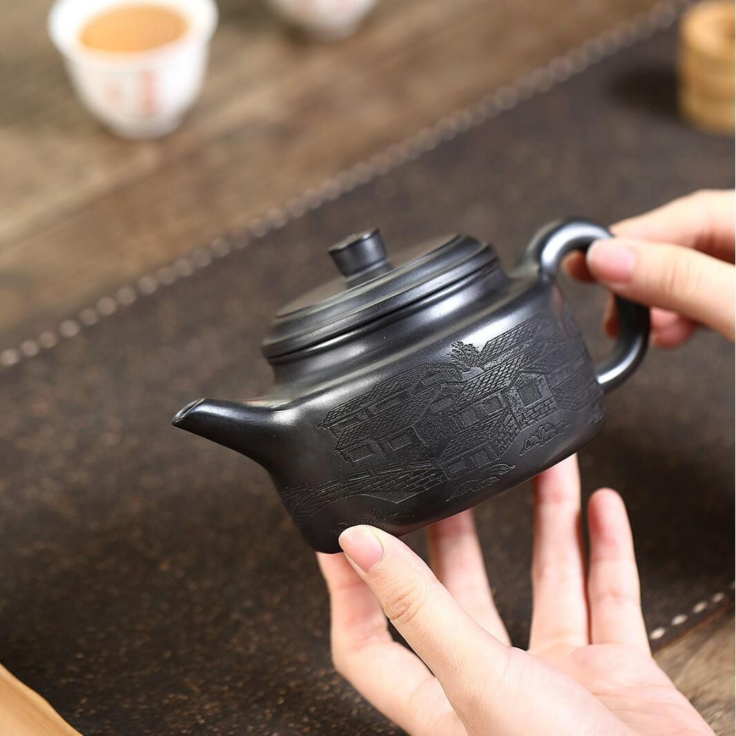 

265ml Ancient Yixing Purple Clay Teapots Handmade De Zhong Pot Raw Ore Stone Yellow Mud Kettle Chinese Zisha Teaset Tea Supplies