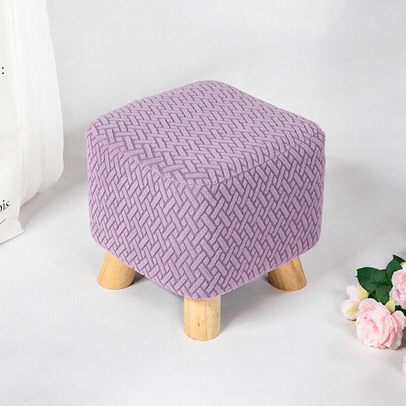 Square Stool Covers Thick Stretch Knitting Round Seat Covers Living Room Chair Cover Small Footstool Ottoman Slipcover Protector