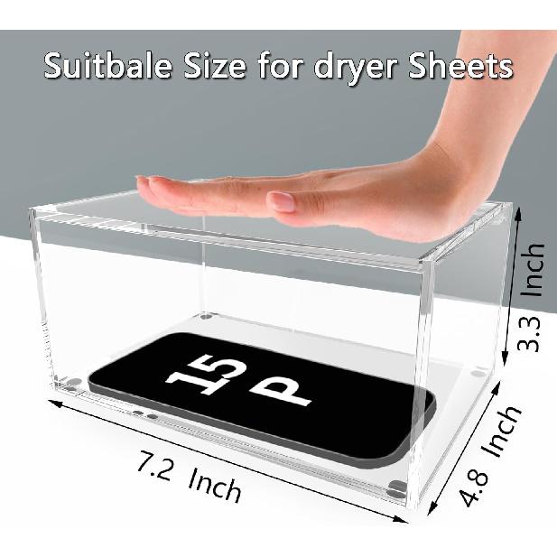 Dryer Sheet Holder Sheets Container Transparent 5 mm Thickness Acrylic Box with Lid Clear Dryer Sheet Dispenser for Laundry Organization and Storage