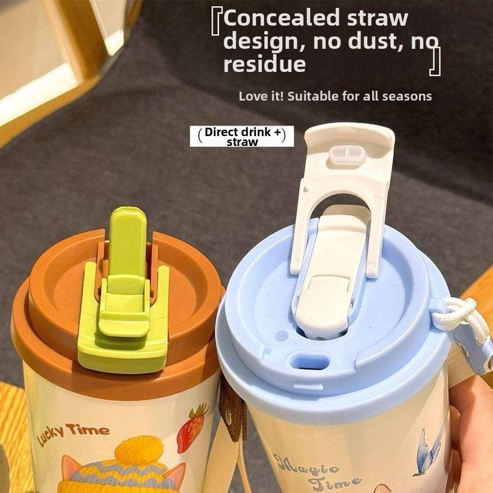 Portable 520ml Vacuum Cup Insulation Or Cooling Large Capacity Insulated Cup Cute Cat Thermal Water Bottle for Office Workers