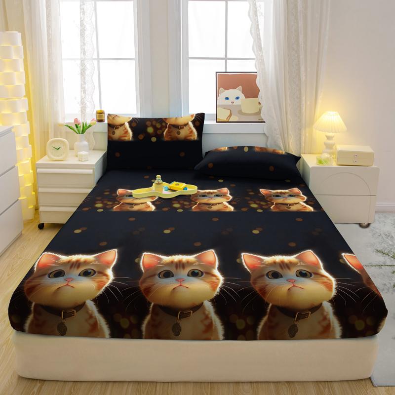 1 Cartoon Lustiges Tier Gedrucktes Mattes Spannbettlaken, Schlafzimmer Gedruckte Bettdecke, Bettwäsche (Ohne Kissenbezüge)