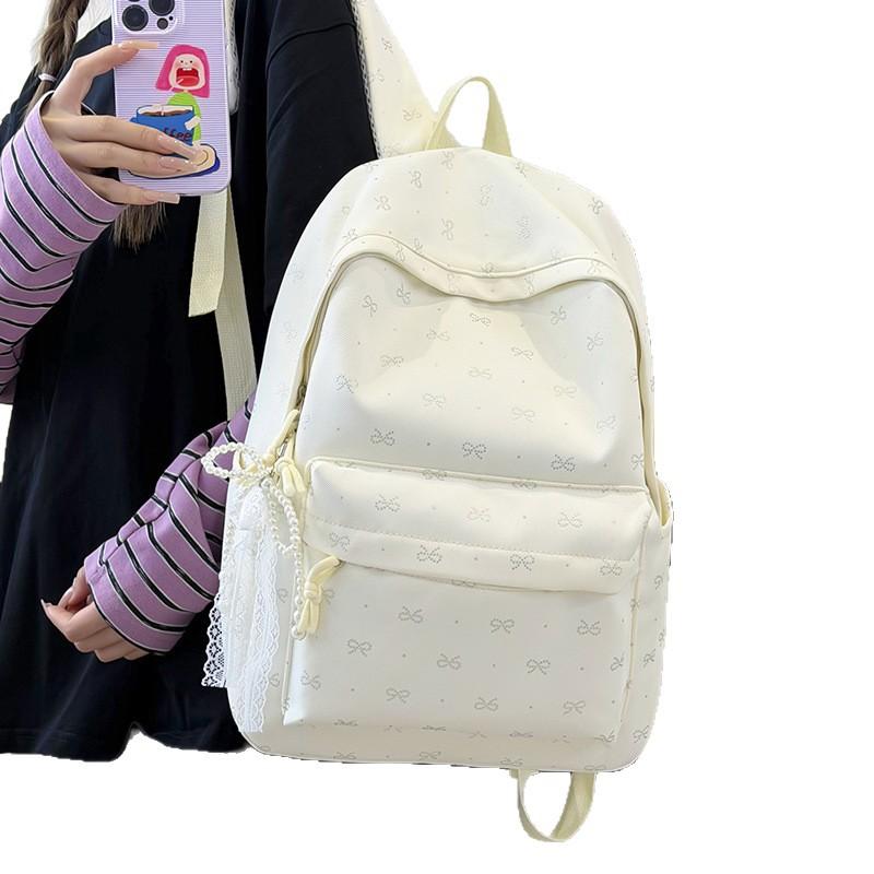 Schoolbag Mori Ins New High-value Fresh and Sweet Bow Backpack Junior High School Lightweight Leisure Travel Backpack