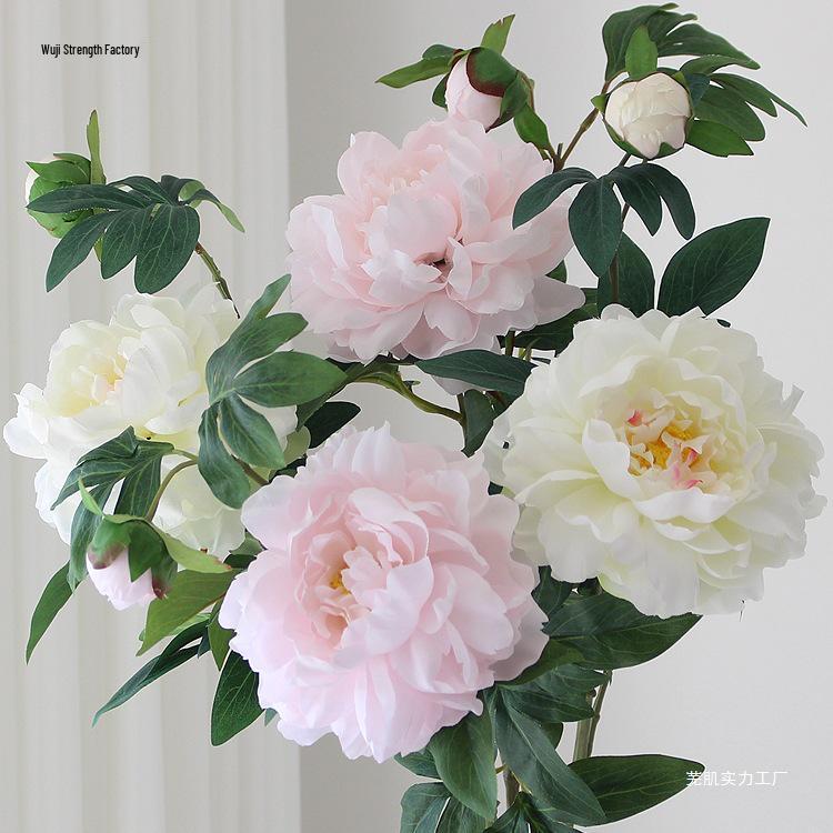 Peony Silk Flower Arrangement - Artificial Floral Decoration for Living Room and Dining Table
