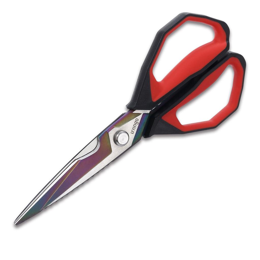 LIVINGO Großer Küchengeschirrspüler Scharf Geschmiedeter Edelstahl Weichgummi Kochwerkzeuge für Fisch 228mm Schere, Sicher, Klingen, Griff, Pilze, Seetang,