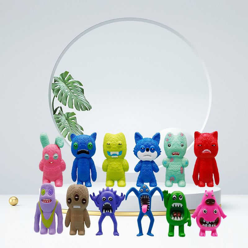 12 Styles Cute Ugly Monster Figurines – Creative Cartoon Dolls for Claw Machines
