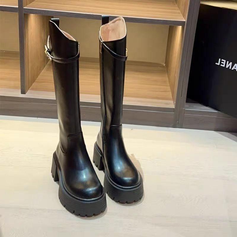 But knee boots elastic thin boots tall knight boots thick sole height increase small spice girl boots women 2025