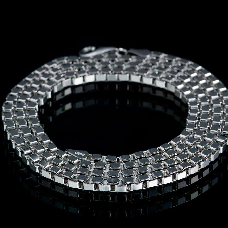 Sky Green Men's 925 Sterling Silver Necklace - Korean Fashion Short Clavicle Chain