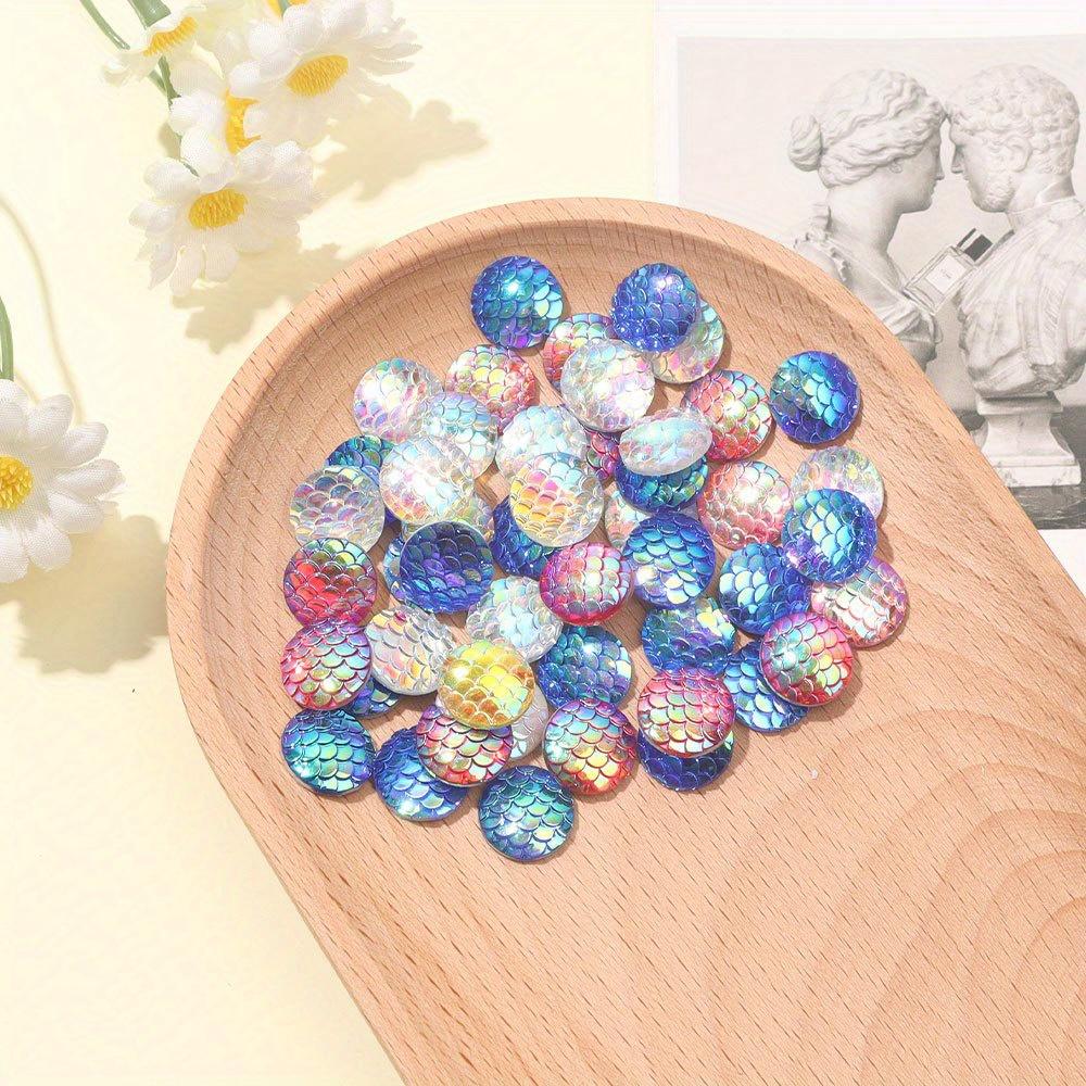 22/44/66PCS Resin Material Fish Scale Flat Back Corner Protector Colorful Flat Back Decoration, Inlaid Bezel Tray Pendant