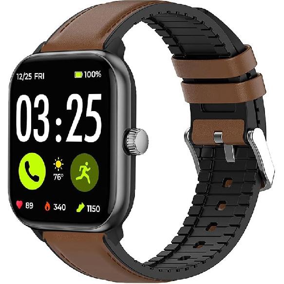 Совместимо с умными часами Spade & Co Health Smartwatch 4 ремешка, Кожаные силиконовые дышащие сменные ремешки Совместимые с умными часами Spade & Co Health Smartwatch 4 22mm size band коричневый