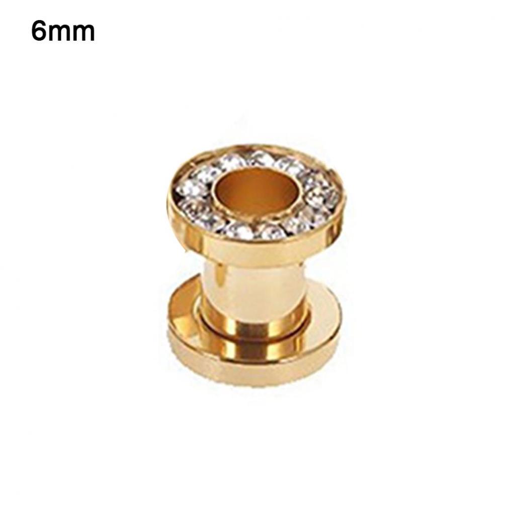 1Pc Stainless Steel Rhinestone Inlaid Plating Ear Plug Earring Piercing Jewelry