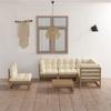 Day and Night - Day and Night Garden Furniture 6 Pieces with Cushions Made of Solid Pine Wood