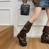 Herbst Winter Klobiger Stil Damen Kniehohe Stiefel Mode Abnehmbare Damen Dicke Ferse Lange Stiefeletten
