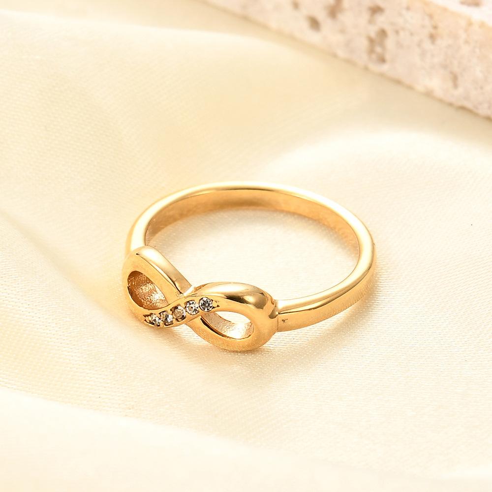 

Креативное кольцо из нержавеющей стали 6 мм в форме восьмерки с микро-инкрустацией бриллиантами, элегантное украшение No. 8 золотой