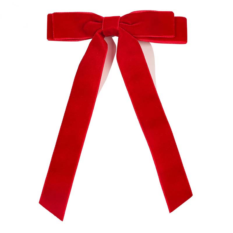 Korea Elegant Long Ribbon Velvet Bow Hairpins Women Girls Hair Clips Pin Barrettes Accessories Hairclip Headdress Headwear