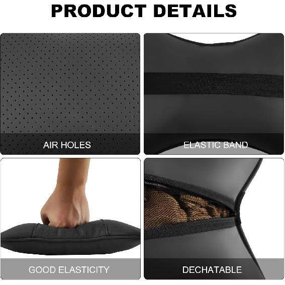 2 Pack Car Neck Pillow PU Leather Automotive Headrest Pillow for Car Support Neck Pain Relief Universal Car Pillow (Black)