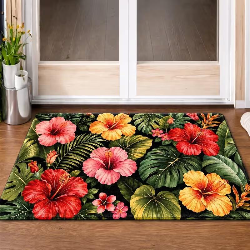 Romantic Red Rose Leaf Door Mat Non Slip Entrance Doormat Gothic Home Decor Carpet for Front Door Bedroom