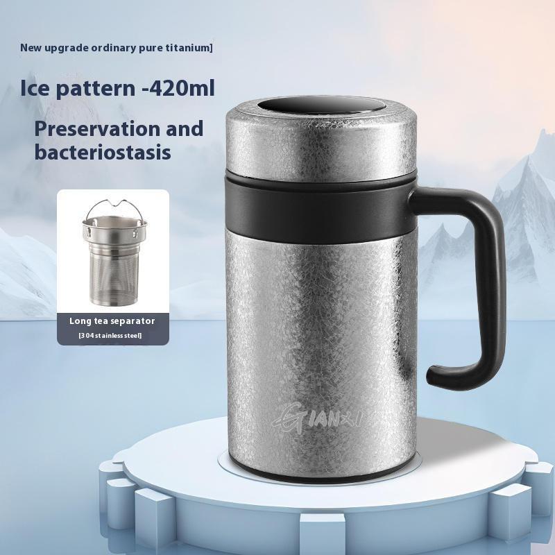 Pure Titanium Thermos Cup Tea Cup Tea Separation Cup With Handle Large Capacity Men's Business Office Water Cup