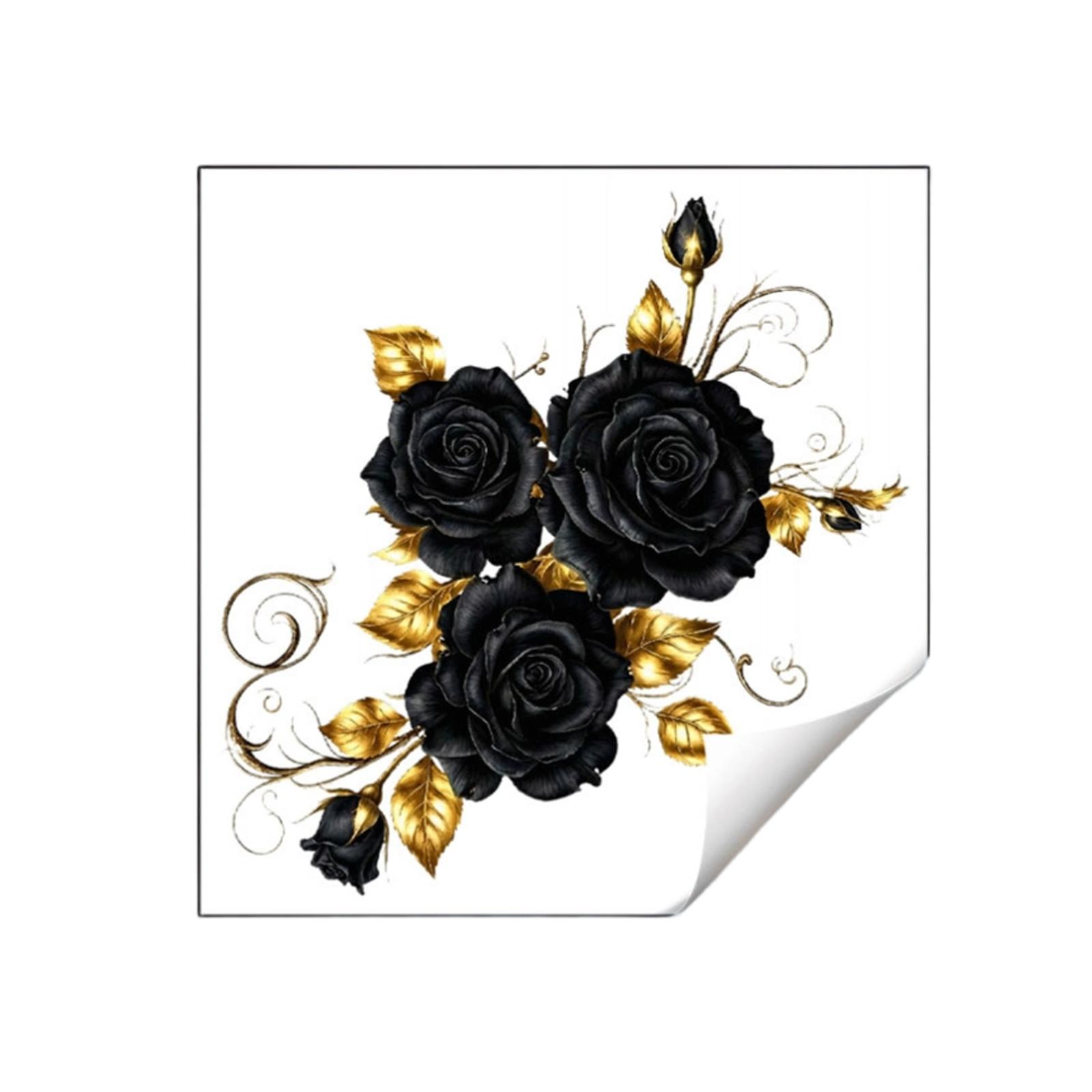 

Chinese- Black Peony Flower Home Decoration Wall Sticker For Bedroom, Cabinet, Living Room One Size