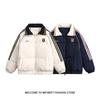 Mens Vintage Color Block Puffer Jacket Winter Loose Fit Couple Warm Thick Cotton Coat