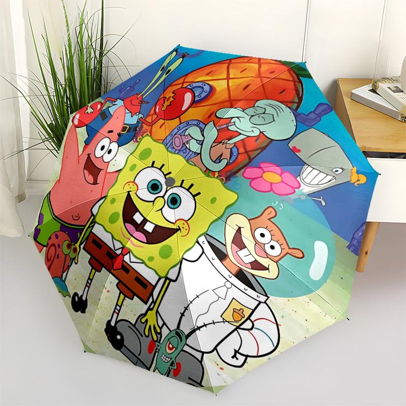 

1pc Sponge Bob Automatic Folding Umbrella - 8-Rib Durable Iron Frame, Compact Portable for Daily Travel, Intricate Patterns yy251125244