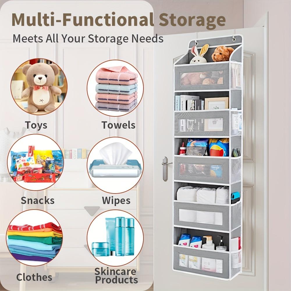 5-Layer Hanging Door Organizer - Large Capacity Storage Pockets for Wardrobe/Bathroom, Space Saving
