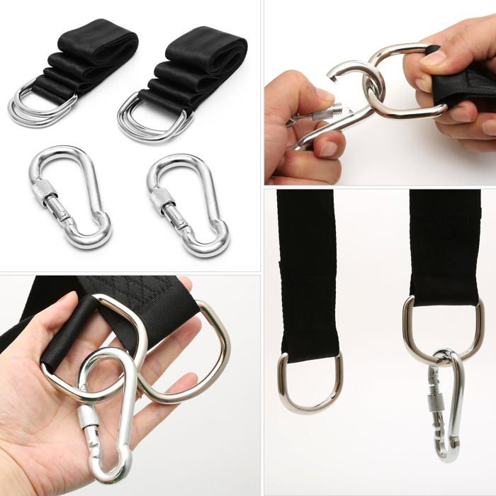 Sangles de suspension pour balançoire 2 pièces 1,5 m avec mousquetons — Nylon &amp; inox, Heavy Duty