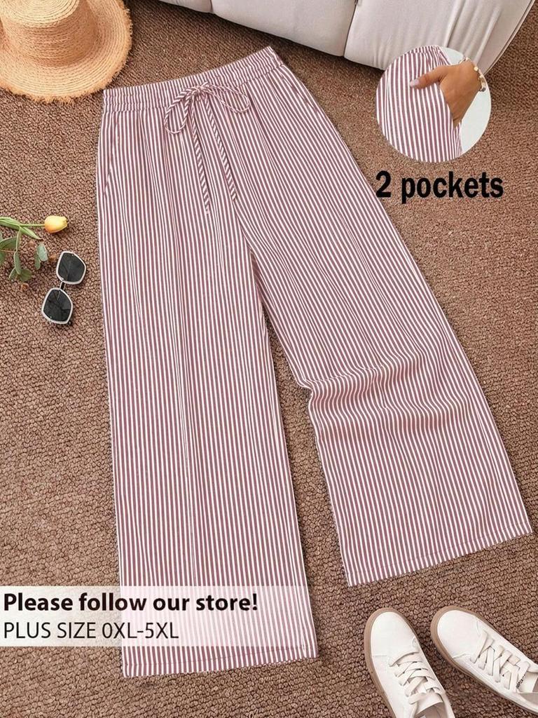 2026 Spring/Summer Plus Size Striped Beach Pants for Women - European & American Style
