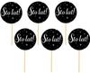 Toppers Sto Lat Black Background White Inscription 6 Pcs
