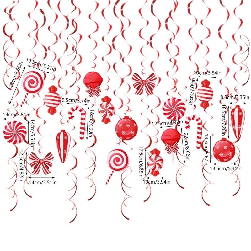 Hanging Swirls Decoration for Kids Adult Christmas Candy Swirls Candy Shimmering Party Hanging Streamers Ceiling Ornament