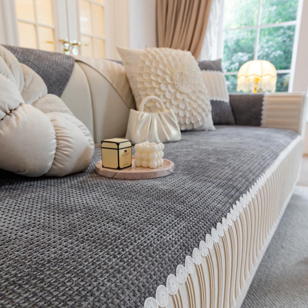 

Кремовый стиль, вафельная подушка для дивана, универсальный чехол для четырех сезонов, чехол для дивана, нескользящие подушки для сидения, осенне-зимний тканевый чехол 70X70