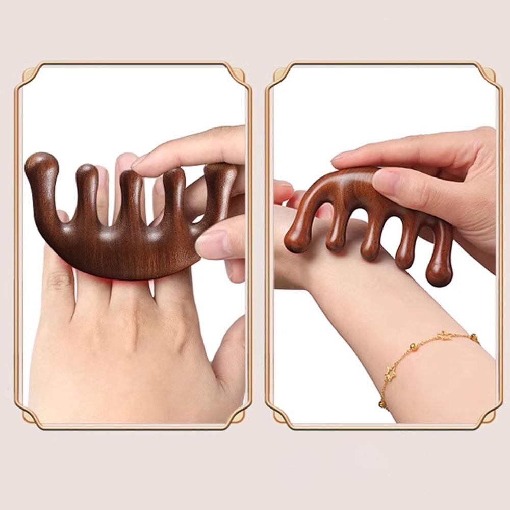 Meridian Massage Comb Five-Tooth Handleless Chinese Acupuncture Head Comb Blood Circulation Sandalwood Scalp Meridian Comb