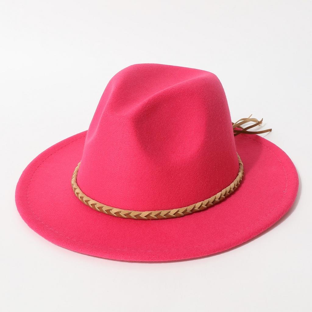 Western cowboy hat, vintage wide-brimmed jazz woolen hat, men's ribbon felt hat, Mongolian street dance Tibetan knight hat