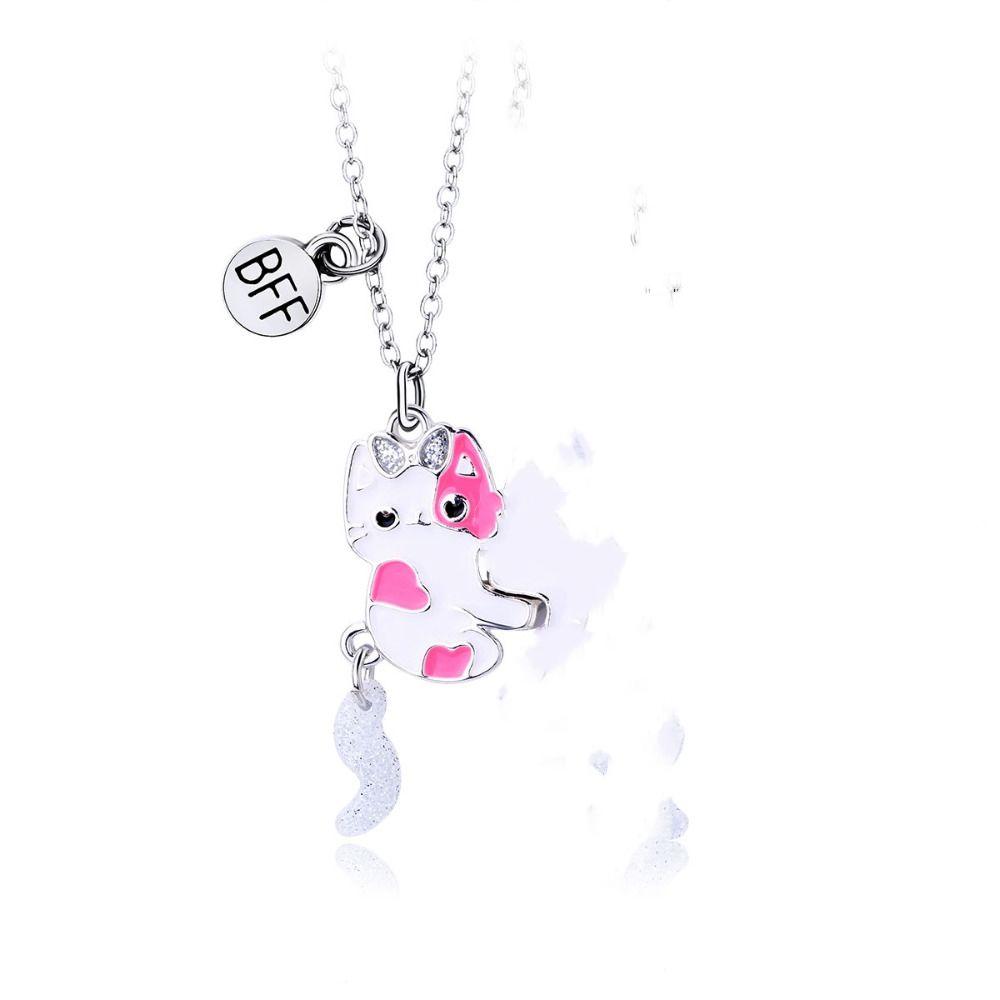 Electroplate Best Friend Magnetic Necklace Zinc Zinc Alloy Magnet Necklace Cartoon Pendant Necklace  Couple