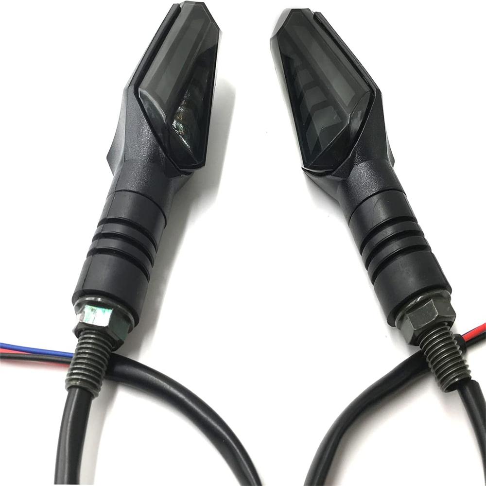 Universal 4Pcs Motorcycle Turn Signals Double Color Led Yellow Amber Flowing Blinker and Blue Daytime Running Indicator (Black)
