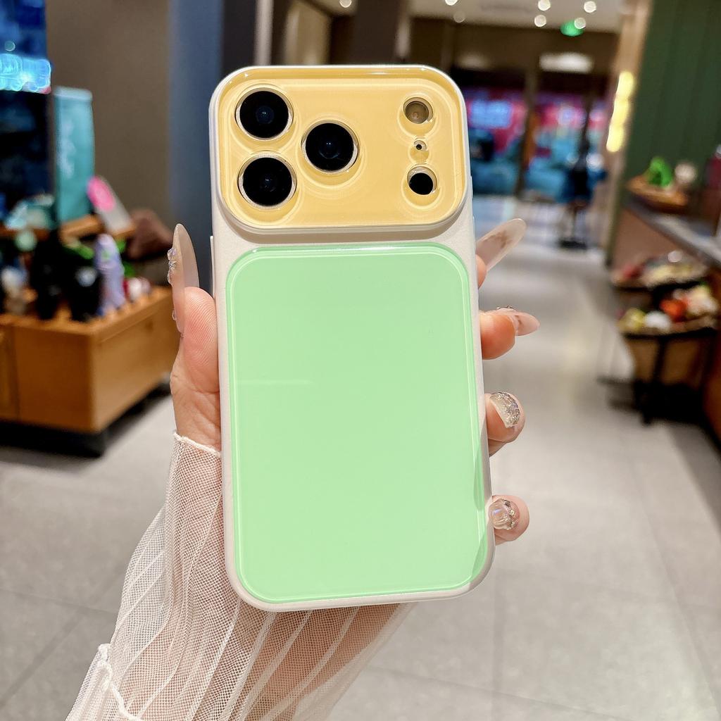 Fashion Color Collision Acrylic Case for iPhone 14 15 16 17 Pro Max Bumper Big Window Camera Protection Cover