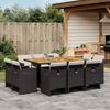Vidaxl 11-Cz. Garden Furniture Set, With Cushions, Black PE Rattan