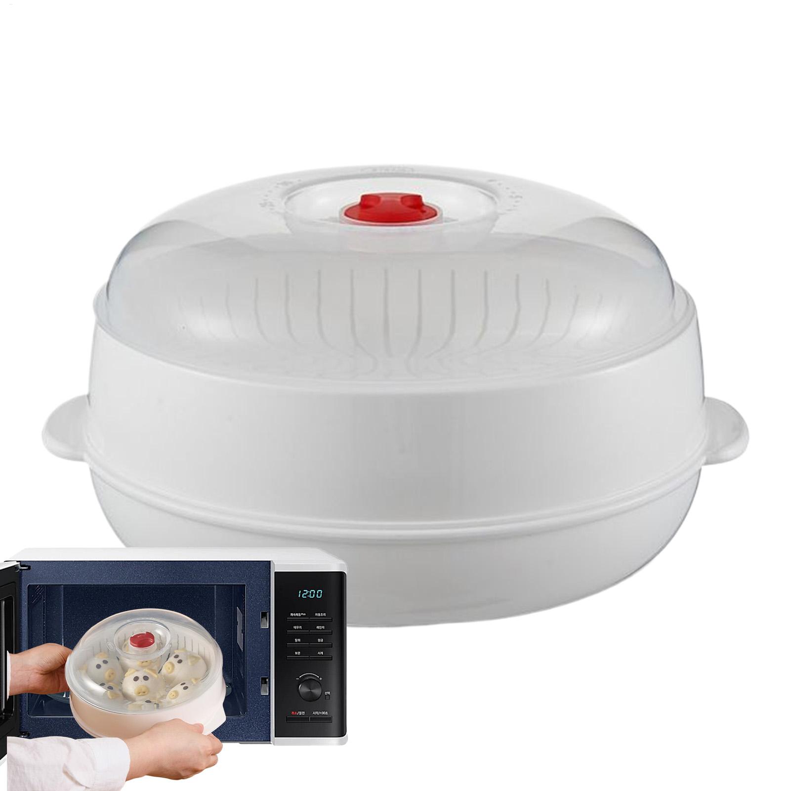 Microwave Heating Steamer Household Large Capacity Steamer Kitchen Steamer Box Steamer Rack With Tray Can Exhaust Steam 24.5cm