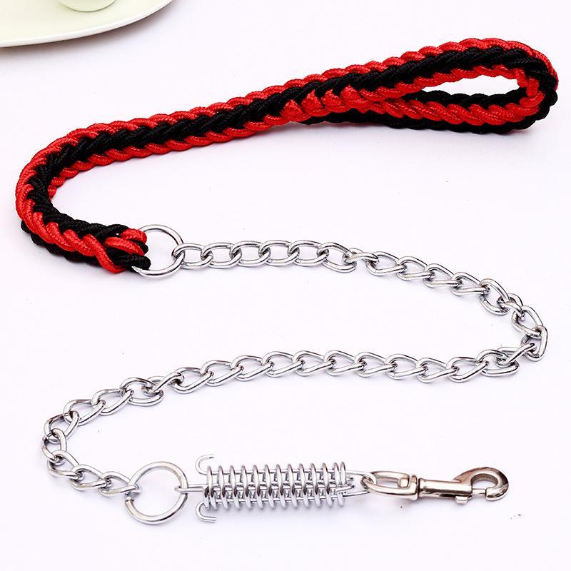 Large Dog Leash Dog Chain Anti-bite Punch Golden Retriever Alaska Collar Medium Large Dog Dog Leash Iron Chain