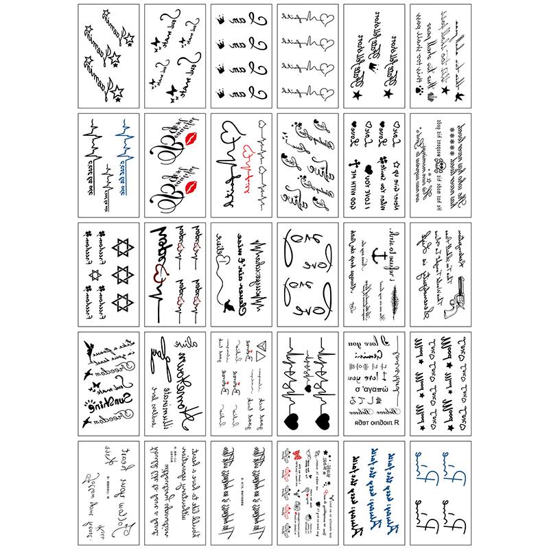 30 Sheets 3D Butterfly Flower English Pattern Temporary Tattoo Sticker,Small Size Body Arm Shoulder Wrist Fake Tattoo Sticker