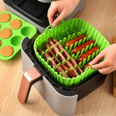 Cestello in Silicone per Friggitrice ad Aria Antiaderente Senza BPA Teglia da Forno con Manici Lavabile in Lavastoviglie Adatta al Forno Distribuzione Uniforme del Calore Accessorio per Friggitrice ad Aria