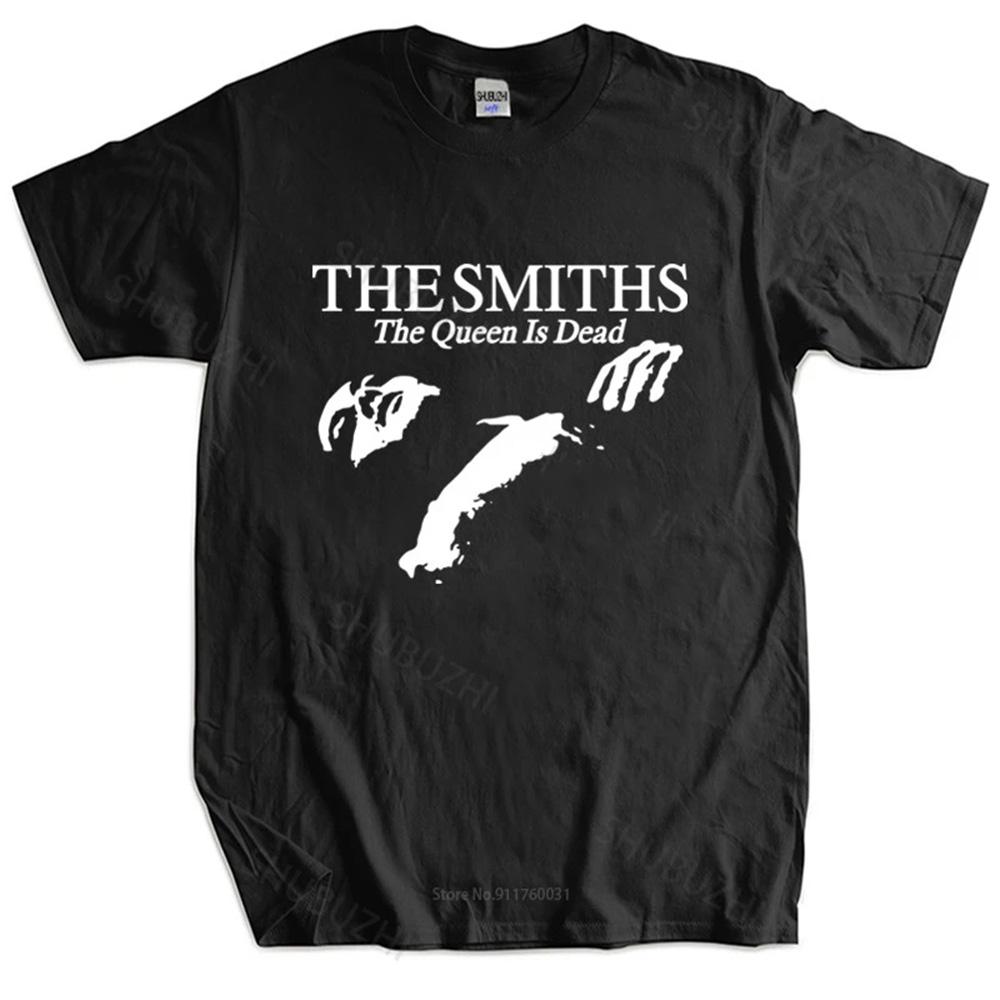 

Мужские хлопковые футболки Топы The Smiths The Queen Is Dead - Футболка, 1980-е Инди, Моррисси Большой размер Homme Черная футболка 62462 4XL