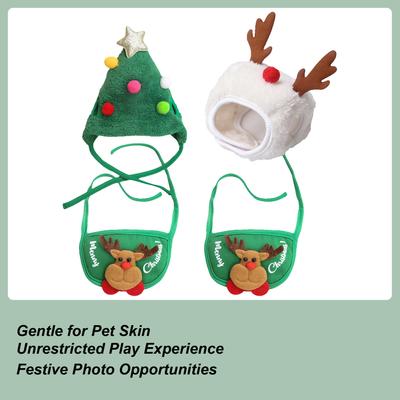 Cat Dog Hat Drool Towel Christmas Costume Funny Cute Festive Pet Hat And Bandana Apparel Puppy Costumes Pet Decoration