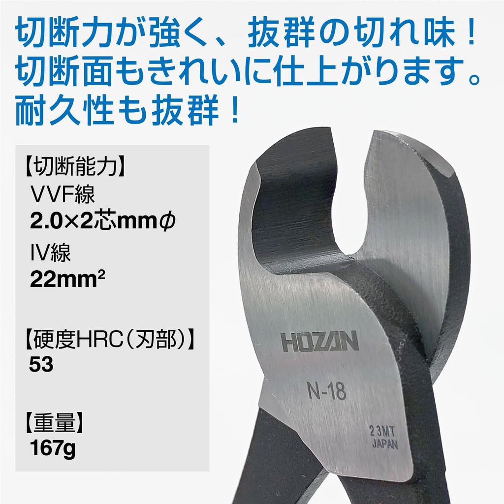 HOZAN Cable Cutter Easily cuts IV wire with one N-18 22mm² hand.