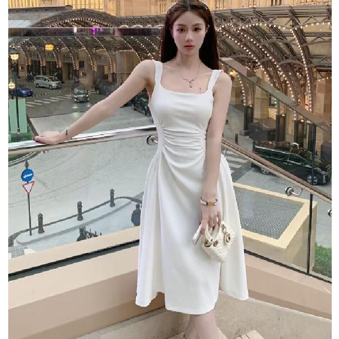 

Платье макси с квадратным вырезом и однотонным узором во французском стиле — летняя версия 2025 г. 2XL белый