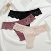 3Pcs Seamless Stretch Thongs Women Comfort Patchwork Lace Panties Female Low-Waist G-string High Quality Floral Soft Lingerie